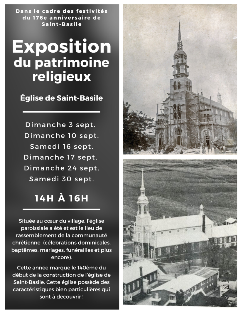 Exposition du patrimoine religieux Église de SaintBasile SaintBasile